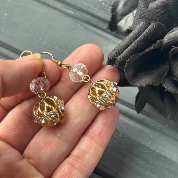 Gold Dangly Earrings - Picture 2 of 8